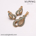 64210 xuping meilleure vente turque style boucle d&#39;oreille en alliage de cuivre et pendentif plaqué or bijoux ensembles